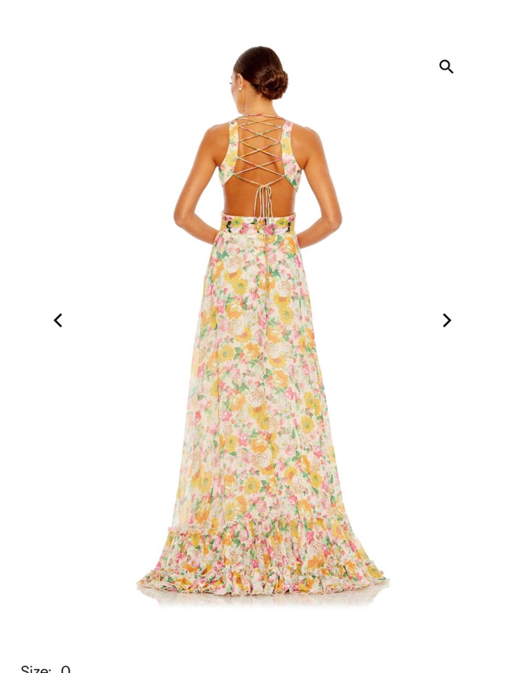 Floral V-Neck Cutout Maxi Dress in Yellow & Pink - Picture 2 of 3